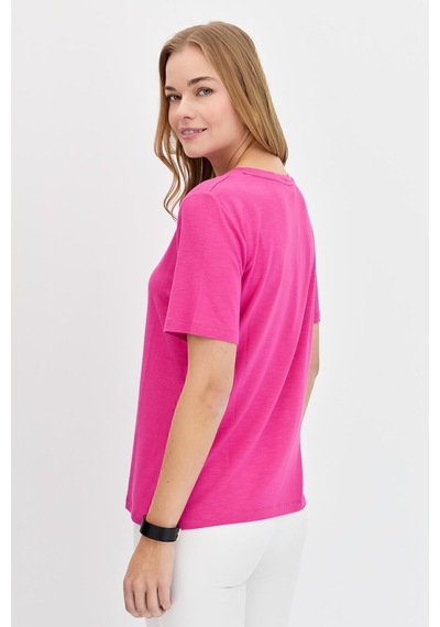 Desen Triko Kadın T-shirt Dsn24084 Fuşya