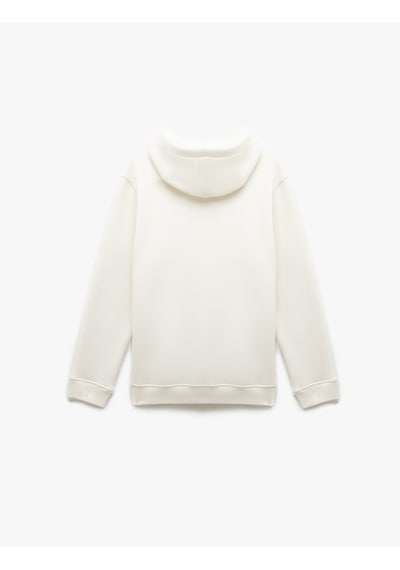 Koton Şardonlu Uzun Kollu Basic Kapşonlu Sweatshirt Beyaz 6wam70015mk Beyaz