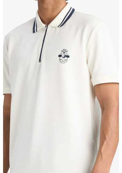Defacto Standart Fit Polo Yaka Sporcu Kısa Kollu Polo Tişört G4371ax26sper105 Ekru-er105