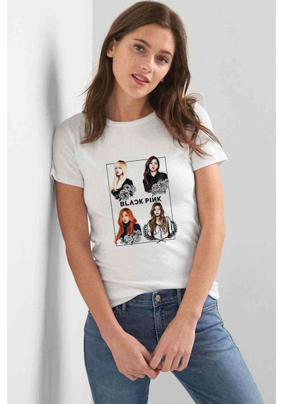Kpop Blackpink Black Pink Kadın Beyaz Tshirt