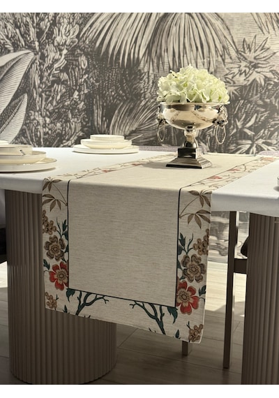 Keten Asil Desen Runner 40x140 Cm Çok Renkli
