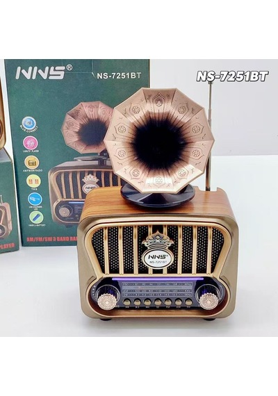 Şarjlı Mp3/bluetooth/usb/ Nostaljik Kablosuz Fm Radyo Speaker Ns-7251