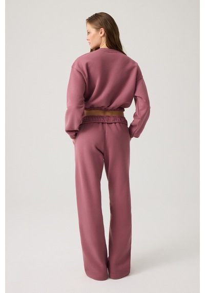 Los Ojos Bordo Geniş Kalıp Beli Büzgülü Crop Sweatshirt Cropped Pullover Bordo Bordo