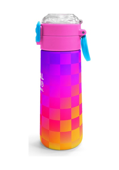 Coral High Kids Neon Renkli Dama Desenli Pipetli Ve Direkt İçim Çelik Termos 500 Ml 38103 Pembe