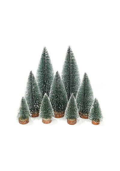 9 Adet Nevada Mini Çam Ağacı Uçlarına Kar Yağmış Karlı Yılbaşı Hediyesi 15-12-8 Cm