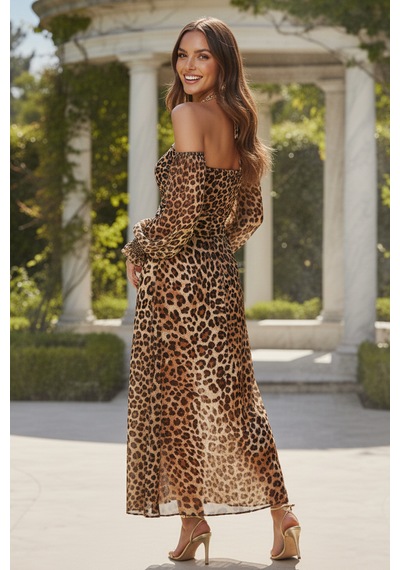 Fashion Cocktail Viral Göğüs Bağlamalı Yan Yırtmaçlı Pencereli Şifon Uzun Davet Kokteyl Maxi Dar Kalıp Elbise Leopar Fashion Cocktail Viral Göğüs Bağlamalı Yan Yırtmaçlı Pencereli Şifon Uzun Davet Kokteyl Maxi Dar Kalıp Elbise Leopar