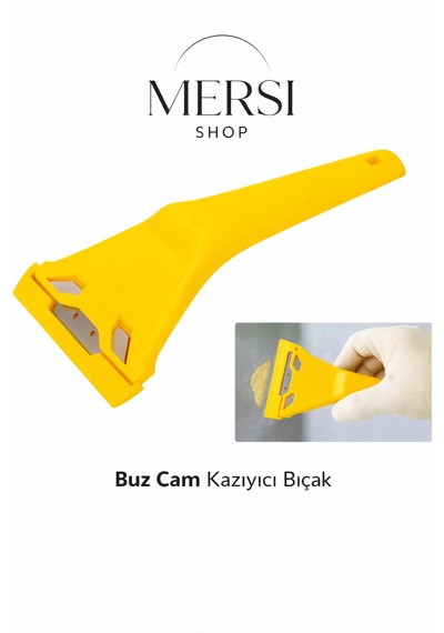 Cam Ve Buz Kazıyıcı Bıçak Araç Camı Don Buz Temizleme Aparatı Açık Sarı