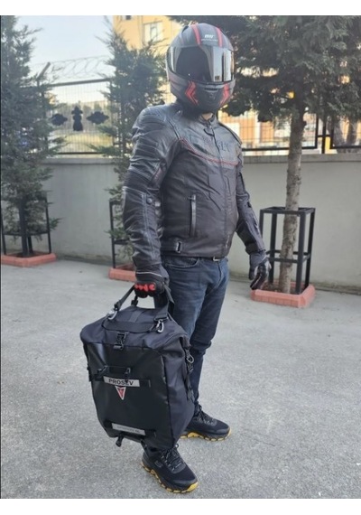 Motosiklet Yan Deri Heybe Canvas Model Motor Çantası
