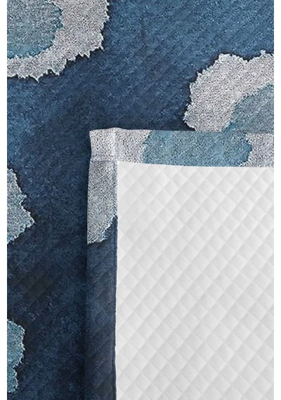Mavi Geometrik Genç Odası Tek Kişilik Pike Takımı - Modern Beyaz 160x220 Cm Kapitone Yatak Örtüsü Kırsal Kervan Aurası