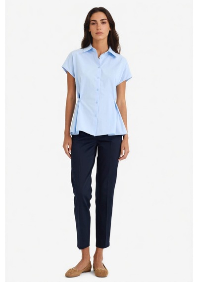 Defacto Fitted Poplin Kısa Kollu Gömlek F7313ax25aube823 Mavi