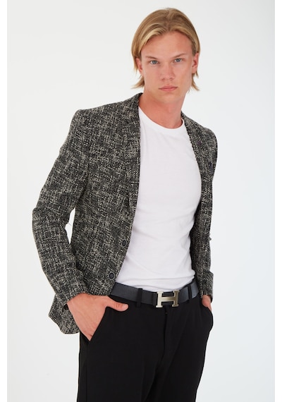 Sposo 5118 Dar Kalıp Kışlık Siyah Erkek Blazer Ceket Siyah