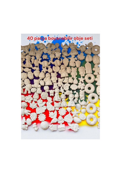 300 Lü Boyanabilir Obje Seti Hobi & Sanat Etkinlik Seti + 6 Renk Akrilik Boya + Fırça