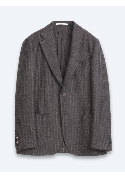 Kip Kahverengi Desenli Modern Fit Yün Karışımlı Ceket