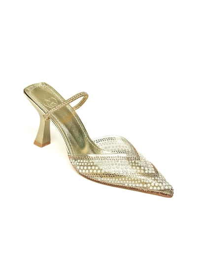 Fox Shoes U614277609 Altın İnci Detaylı Topuklu Ayakkabı Altın