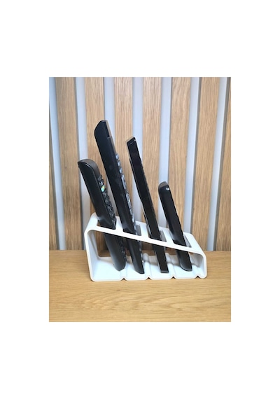 4 Bölmeli Modern Kumandalık Tv Ünitesi Düzenleyici Stand - Beyaz - 18x8.5x6.5 Cm