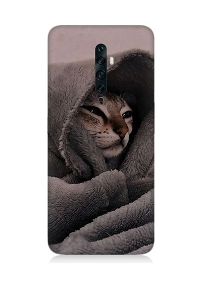 Oppo Reno 2z Uyumlu Bataniye Altında Kedi Desenli Silikon Kılıf