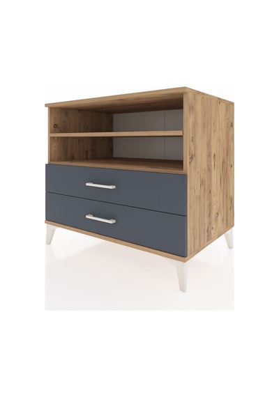 Kronos Şifonyer 2 Raflı 2 Çekmeceli 88x59x80 Çam-antrasit Atlas Çam