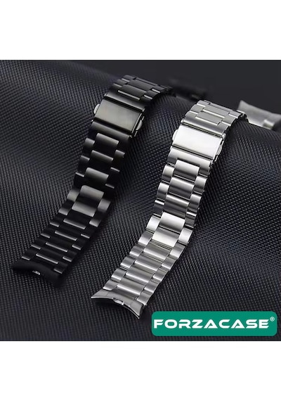 Forzacase Samsung Galaxy Watch 7 44mm İle Uyumlu Metal Baklalı Kordon Kayış - Fc790 Siyah