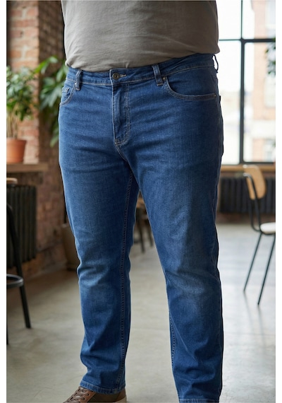 Little Cup Jeans Co Erkek Likralı Esnek Mavi Battal Beden Kot Pantolon