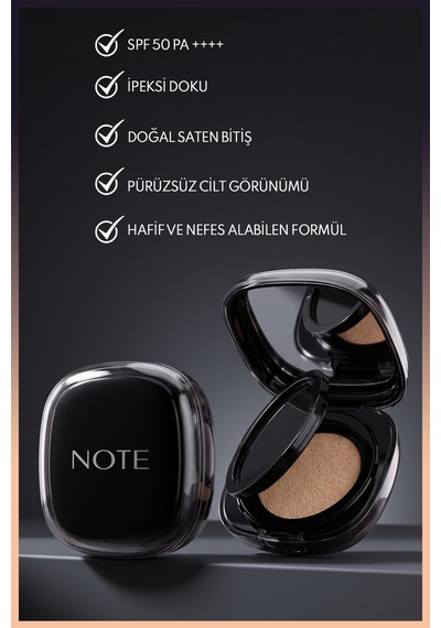 Note Cushion Foundation Spf 50 Pa++++ Yoğun Kapatıcı, Doğal Saten Bitişli Fondöten 110 Medium Orta