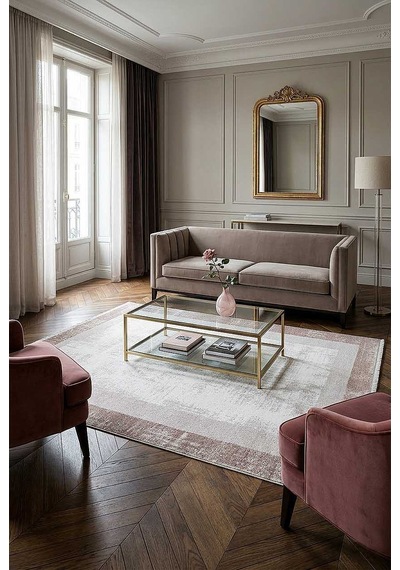 Dekoratif Palermo Klasik Çerçeveli Salon Halısı Pl01 Kahve