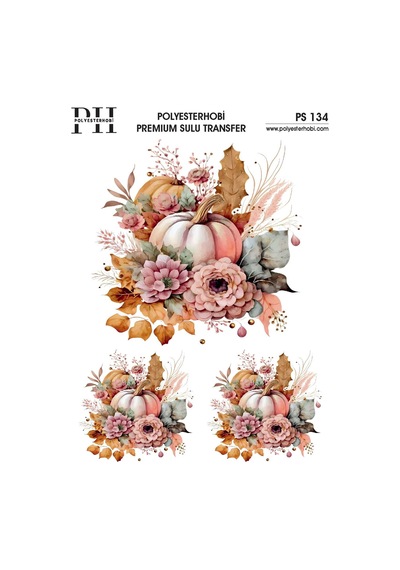 Polyesterhobi Premium Sulu Transfer 25x35 Cm Kabak Ve Çiçek Desenli Ps 134