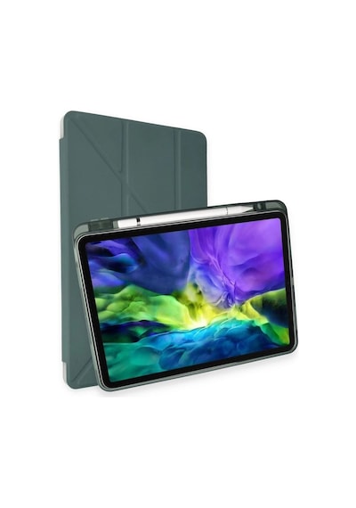 Apple iPad Uyumlu Air 4 10.9 Kılıf Kalemlikli Mars Tablet Kılıfı - Koyu Yeşil