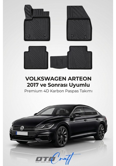 Otocraft Volkswagen Arteon 2017+ Araca Özel 4d Karbon Oto Paspas Havuzlu Tam Set