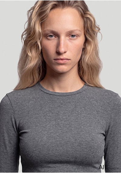 Mavi Uzun Kollu Antrasit Crop Basic Tişört Crop / Kısa Kesim 1612822-8 Gri