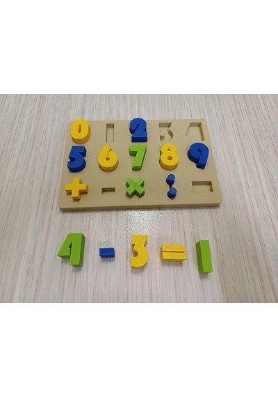 3d Baskı Sayılar Ve Matematik Sembolleri Öğretim Tahtası - Rakam Eşleştirme Puzzle, Temel İşlem Sembolleri 0-9