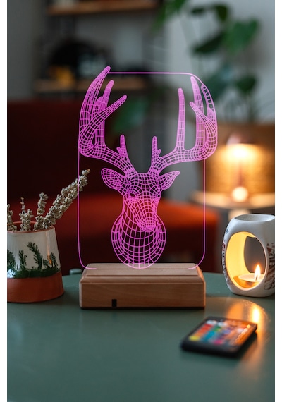 Özel Tasarım Geyik 3D Led Lamba