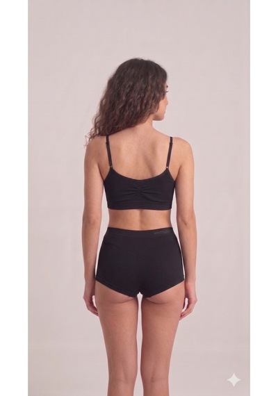 Westicgiyim İnce Askılı Dikişsiz Büstiyer Kadın Seamless Crop Top Esnek, Rahat, Günlük Kullanım Siyah