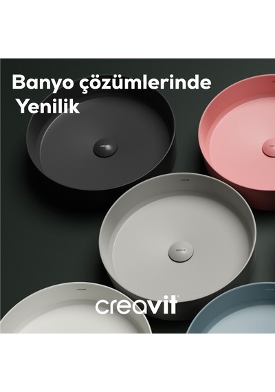 Creavit Lavabo Sifon Başlığı Pop-up Taşmasız Mat  Siyah
