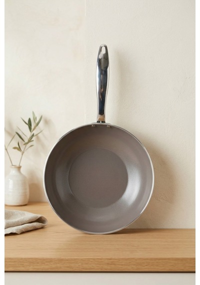 Bernardo Natura Seramik Wok Tava Kahverengi 28 Cm Bej - Kahverengi