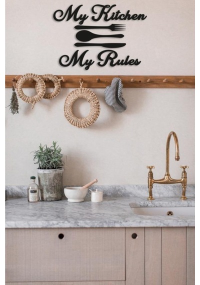 Dekoratif My Kitchen My Rules Mutfak Duvar Dekoru Tablo