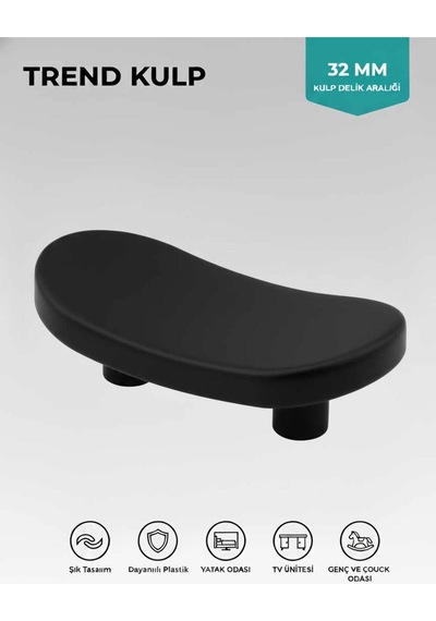 Lüks Trend Kulp Siyah 32 Mm Mobiya Yatak Odası Tv Ünitesi Konsol Çocuk Ve Genç Odası Kulpu Kulp