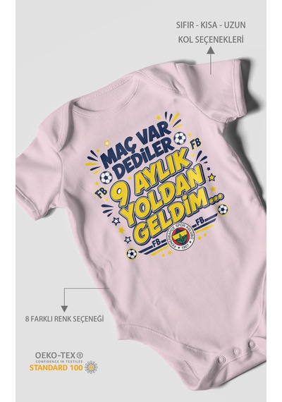 Morivokids Maç Var Dediler Yazılı Kısa Kollu Bebek Body %100 Pamuk Zbn277-kk Bebe Pembe