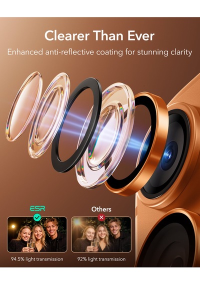 Armorite Kamera Lens Koruyucu Apple Uyumlu iPhone  14-15-16 17 Pro/pro Max Turuncu Turuncu