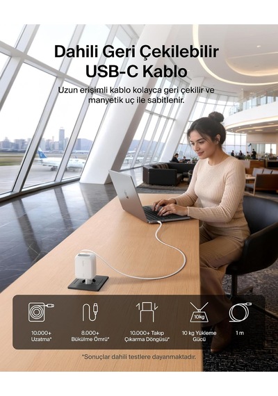 Belkin Usb-c Şarj Fişi 67 W, 1 M Geri Çekilebilir Usb-c Kablo, Us