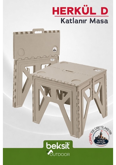 Outdoor Herkül D Katlanır Masa Bej Bej