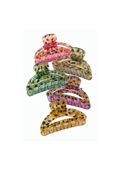Çiçek Desenli Oval Mandal Toka 8 Cm Pembe