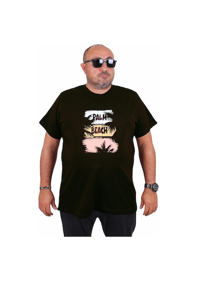 Moc Grande Mocgrande Erkek Büyük Beden Sıfır Yaka Tişört Palm Beach 25188 Sıyah SIYAH
