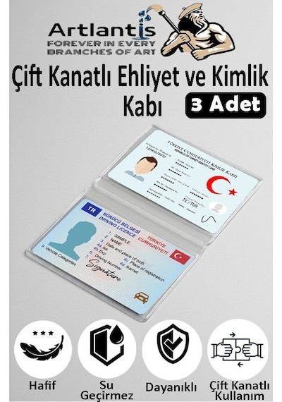 Çift Kanatlı Ehliyet Ve Kimlik Kabı 3 Adet Şeffaf İnce Kredi Kartı Kabı Ehliyet Kimlik Kılıfı Koruyucu Kılıf Şeffaf