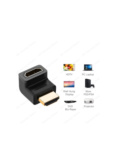 270 Derece Hdmı Dirsek Adaptör Hdmı Erkek/Dişi L Çevirici