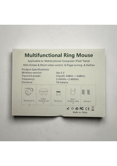 Kablosuz Şarj Edilebilir Parmak Mouse Siyah/beyaz Ergonomik Yüzük Tasarım Genel