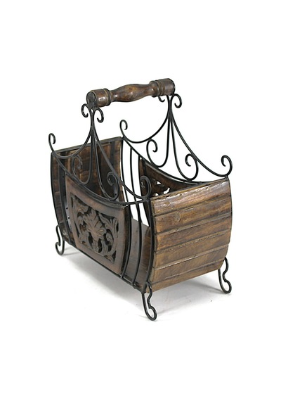 Eskitme Ahşap Ferforje Gazetelik 43x20x43 Cm. Kna600