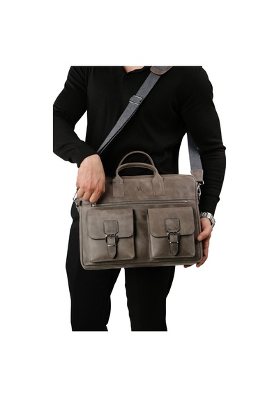 Mft Leather Hakiki Deri Laptop El Çantası Loreen 2230 Tiguan Gri