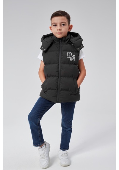 Benitto Kids Kapüşonlu Erkek Çocuk Şişme Yelek 51310 Gri