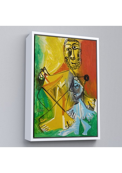 Ahşap Çerçeveli Pablo Picasso - Adam Ve Çocuk Tablosu - Homme Et Enfant-7328