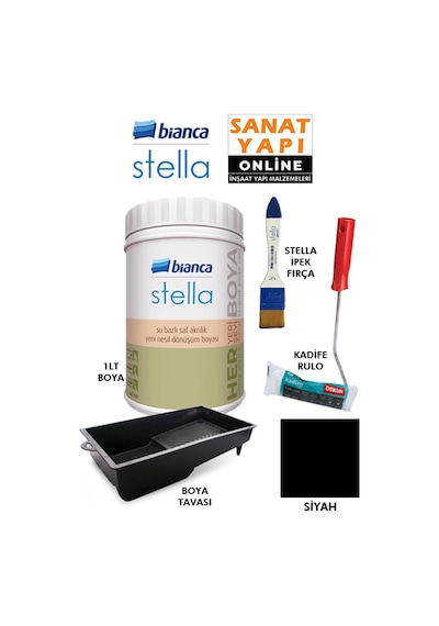 Stella Boya 4 Parçalı Set 1lt Boya - Boya Tavası- Stella İpek Fırça - Kadife Rulo Siyah - 633298875 Diğer Stella Boya 4 Parçalı Set 1lt Boya - Boya Tavası- Stella İpek Fırça - Kadife Rulo Siyah - 633298875 Diğer
